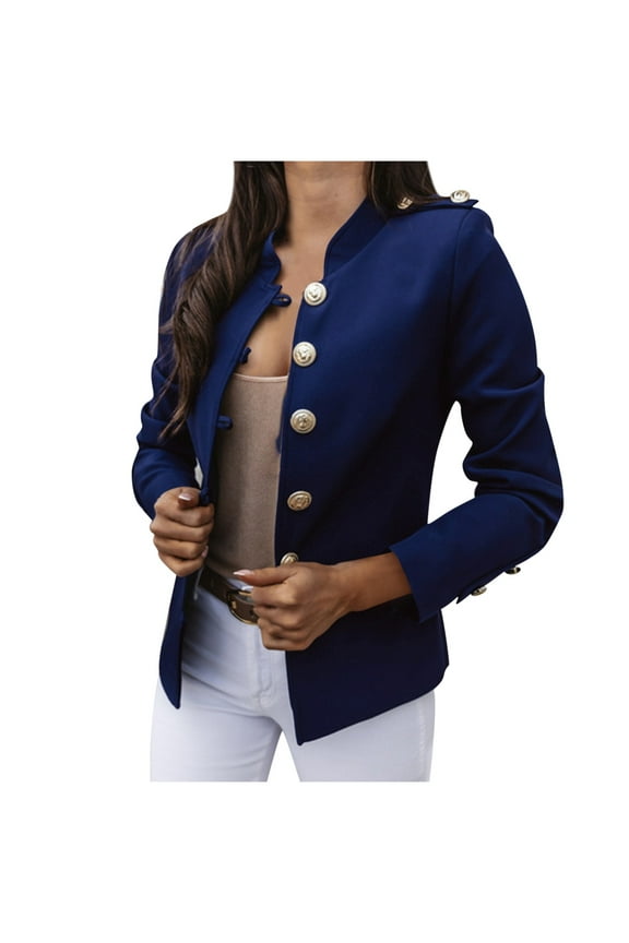 JUMESG Womens Blazer Women's Casual Band Jacket, Fall Fashion (Navy,XXXL)
