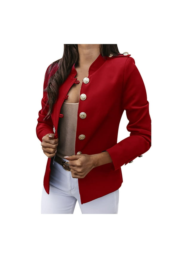 JUMESG Womens Blazer Women's Casual Band Jacket, Fall Fashion (Red,M)