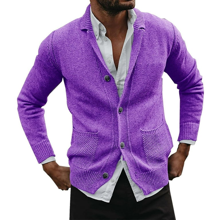 Man Violet Cardigan Sweater Purple Cardigan Men Mens Purple