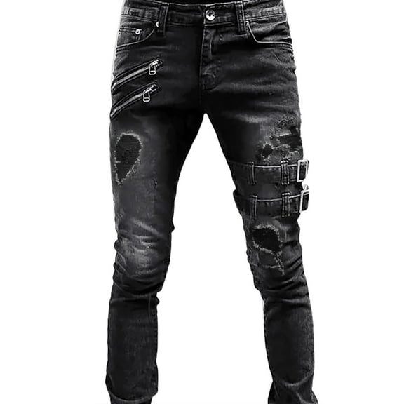 JUMESGU Jeans for Men Slim Fit Bootcut Mens Jeans Relaxed Fit Straight Leg Stretch Comfort Pants (Black,XXXL)