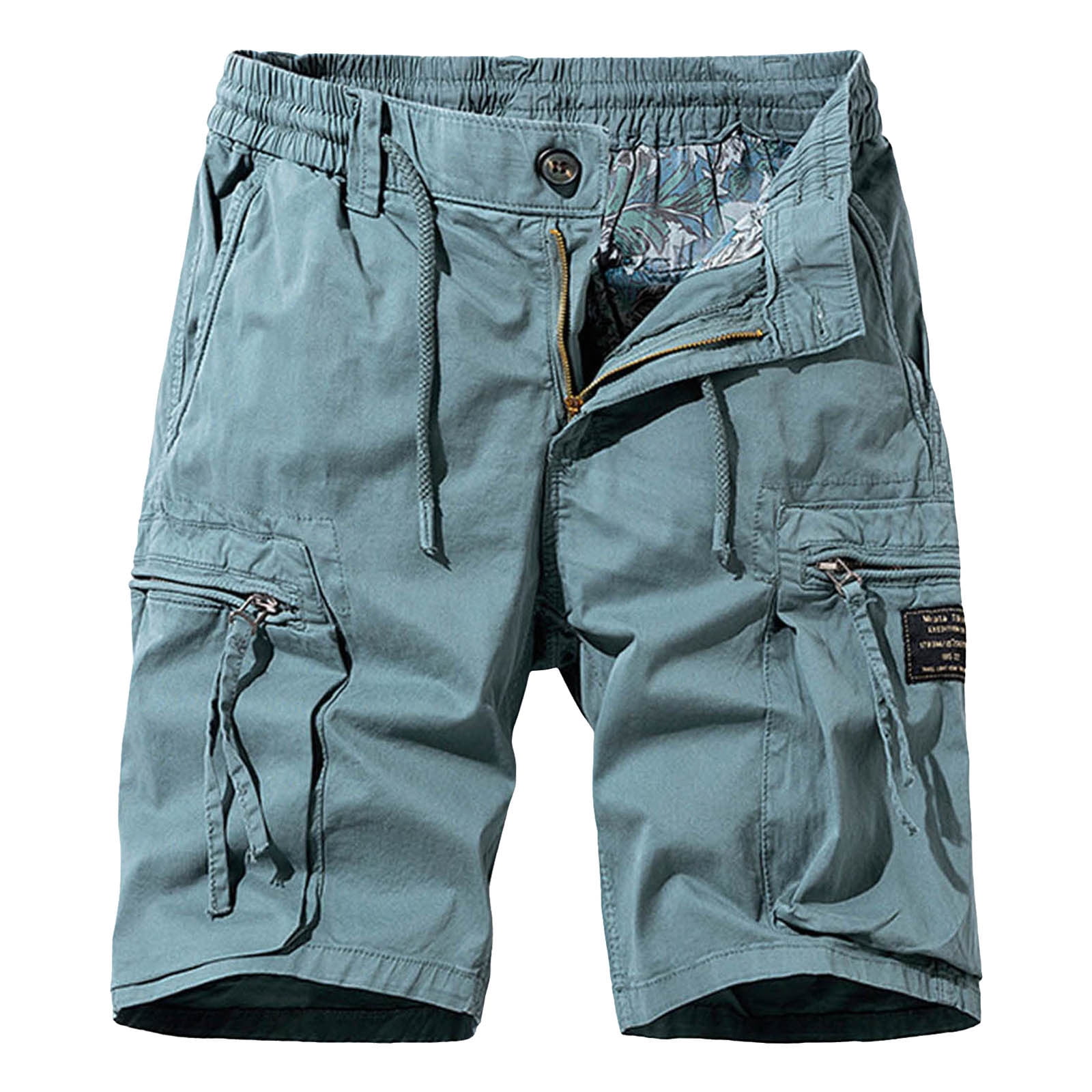 JUMESGU Men Cargo Shorts Stretch Waist Men s Cargo Shorts Classic Relaxed Fit Big Tall Sky Blue 34 Walmart