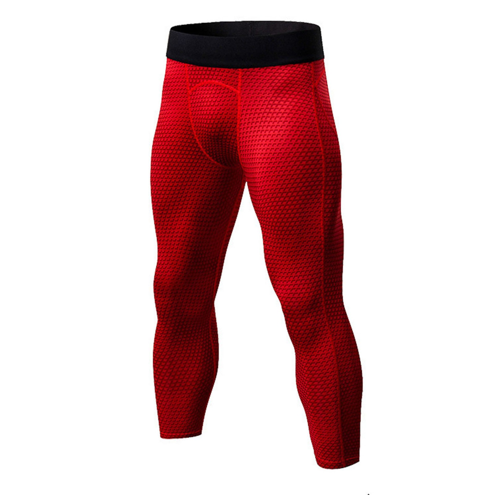 JUMESGU Men's Compression Pants Tights Leggings Sports Baselayer Running Athletic Workout Active (Red,M)