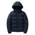 thumbnail image 1 of JUMESGU Men's Down Puffer Jacket with Hood Lightweight Puffy Hooded Winter Coat Light Thin (Blue,XL), 1 of 3