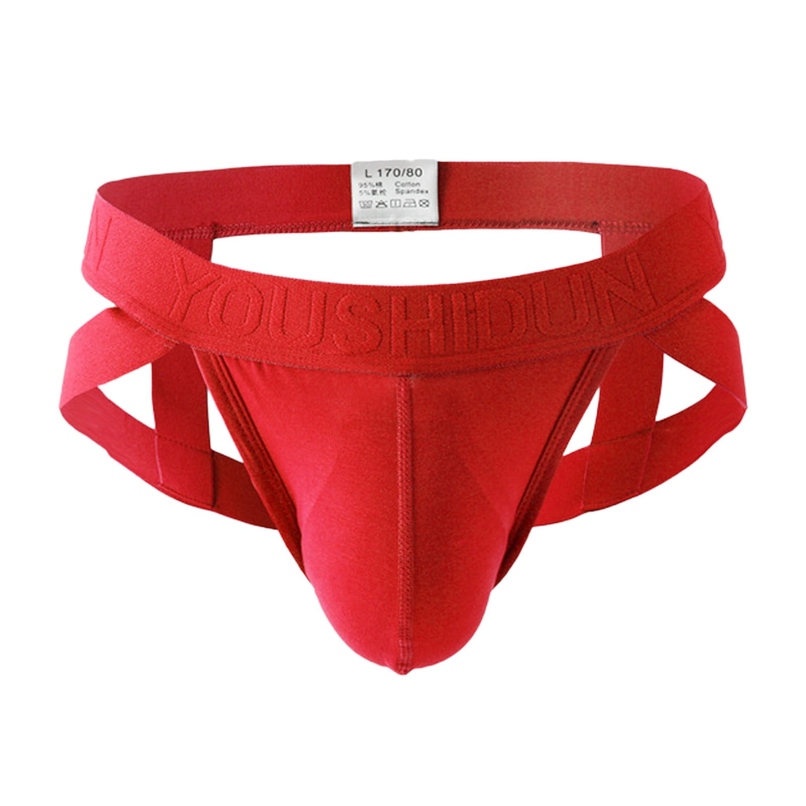 FEOYA Men's Thong Bikini Underwear - Comfortable T-Back Jock Strap Style In Red | Machine Washable
