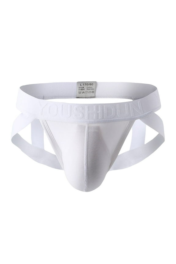 Men's Jock Strap Athletic Supporter for Men Jockstrap Male Underwear (White,XL)