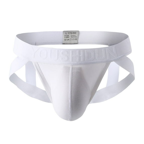JUMESGU Men's Jock Strap Athletic Supporter for Men Jockstrap Male Underwear (White,XXL)