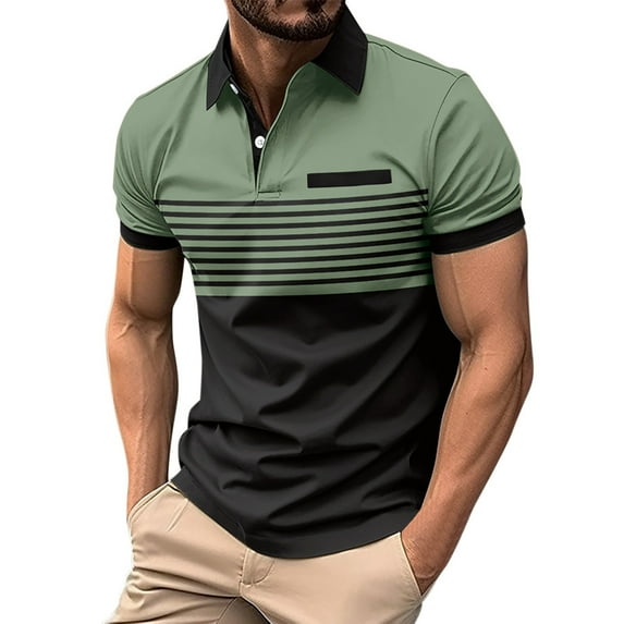 JUMESGU Men's Short Sleeve Polo Shirt Midweight Men's Shirt Polo Shirts Big and Tall (Green,XXXL)