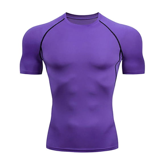 JUMESGU Mens Body Shaper Tummy Compression Shirt Top Shapewear (Purple,L)