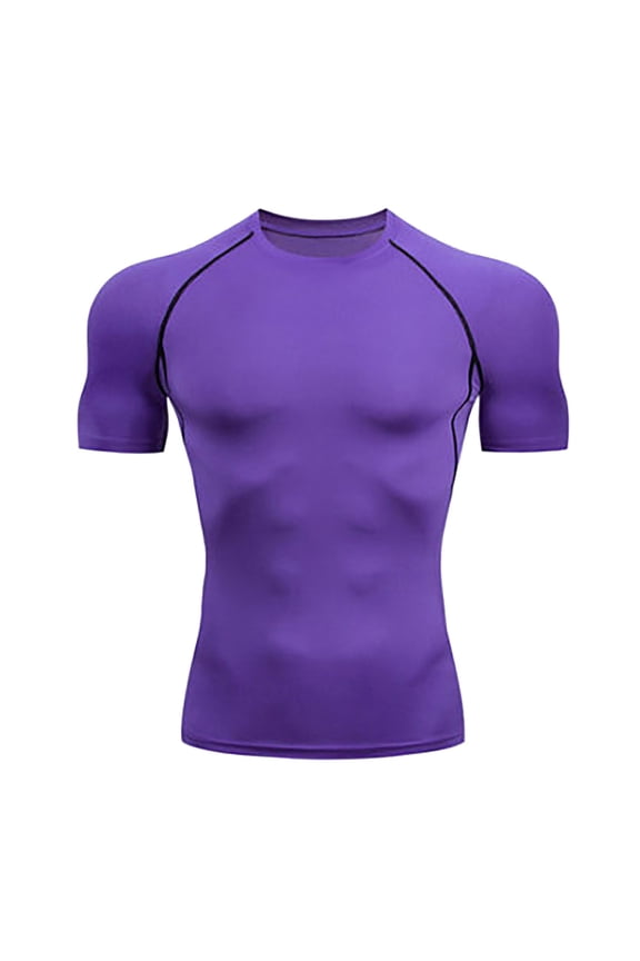 Mens Body Shaper Tummy Compression Shirt Top Shapewear (Purple,XL)