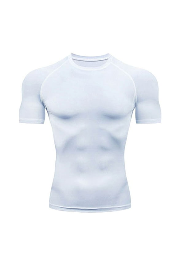 Mens Body Shaper Tummy Compression Shirt Top Shapewear (White,S)
