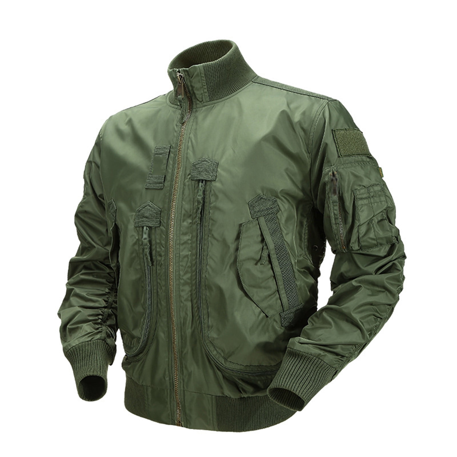 JUMESGU Mens Jacket Men s Bomber Jacket Lightweight Casual Windbreaker Zip Up Coat with Pocket Green L Walmart