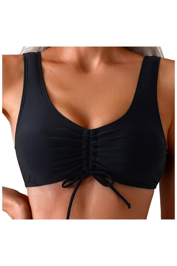 String Halter Triangle Bikini Tops for Women Sexy Bathing Suit Swim Bikinis Top Only Swimsuit Tops(Black,M)