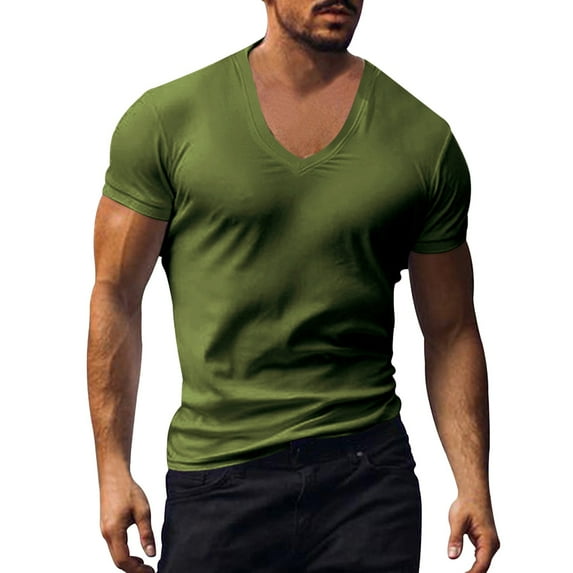 JUMESGU V Neck Mens T Shirt, Fitted Soft Men's T-Shirts (AG,XXXL)