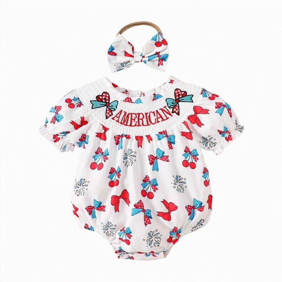 JUMEYU 4th of July Baby Girl Bodysuits Funny Baby Bodysuits Infant One-piece Baby Bodysuit Funny Baby Romper 0 3 6 9 12 18 24 Months (White,12-18 Months)