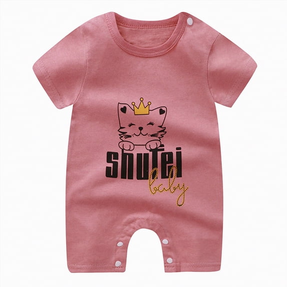 JUMEYU Baby Boy Clothes Romper Baby Boys' One Pack Short Sleeve Romper Toddler Outfits 0 3 6 9 12 18 24 Months (Pink,0-3 Months)