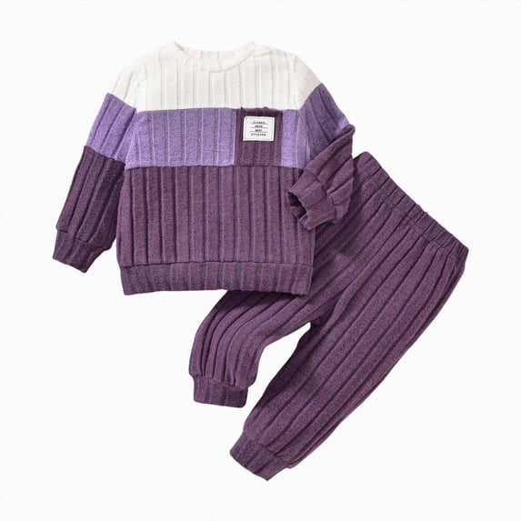 JUMEYU Baby Boy Clothes Toddler Infant Baby Boy Fall Outfit Long Sleeve Shirt and Pants Clothes Set 3 6 9 12 24 Months 2T 3T 4T (Purple,12-18 Months)