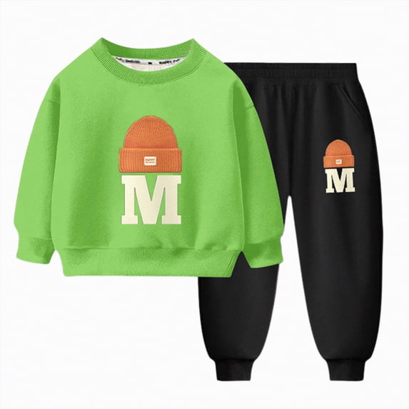 JUMEYU Baby Boy Outfit Toddler Boy Spring Fall Clothes - Graphic Print Sweatshirt & Stylish Pants - 2 Piece Cool Boy Set 3 6 9 12 24 Months 2T 3T 4T (L,4-5 Years)