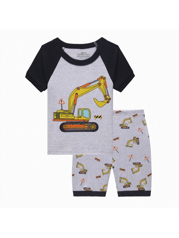 Baby Boy Pjs Baby Short Sleeve Cotton Pajamas Waffle Sleepers T-shirt and Shorts Set for Boy Girl 18 24 Months (Black,18-24 Months)