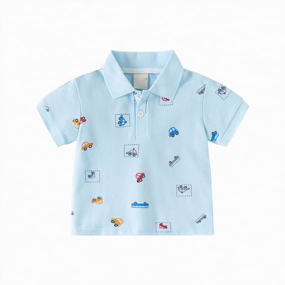 JUMEYU Baby Boy Polo Toddler Baby Boy Summer Golf Top Short Sleeve Collared Tee Funny Polo Shirt 4T 5T (Blue,4-5 Years)