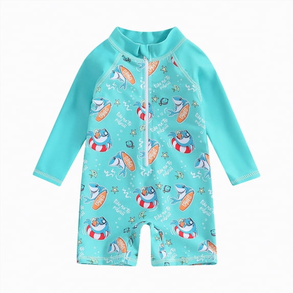 JUMEYU Baby Boy Swimsuit One Piece Long Sleeve Zip Rashguards Baby Toddler Rash Guard Sets Boy's Swimsuit One Piece Zipper Bathing Suit 12 18 Months (Mint Green,12-18 Months)