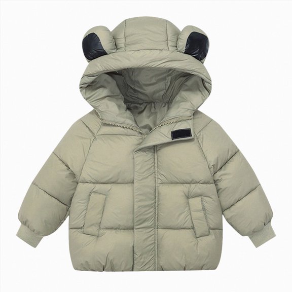 JUMEYU Baby Boy Winter Coat Packable Warm Hooded Puffer Jacket for Boys Lightweight Zip-Up Coat (Green,12-18 Months)