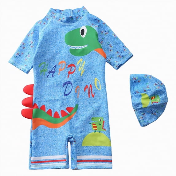 JUMEYU Baby Boys Swimsuit Baby Boy Swimsuit Toddler One Piece Bathing Suit Swimsuit Rash Guard Suit Hat 2t 3t (Blue,2-3 Years)