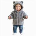 thumbnail image 1 of JUMEYU Baby Fleece Jackets Baby Girls Fuzzy Plush Hooded Jacket Sherpa Zip-Up Front Toddler Coat 12 18 Months (Grey,12-18 Months), 1 of 5