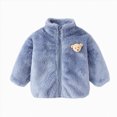 thumbnail image 1 of JUMEYU Baby Girl Coat Toddler Girls Fuzzy Plush Zip-Up Coat with Stand Collar 12 18 Months (Blue,12-18 Months), 1 of 3