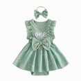 thumbnail image 1 of JUMEYU Baby Girl Dresses Newborn Baby Girl Summer Outfit Romper Jumpsuit Infant Clothes 0 3 6 9 12 18 24 Months (Green,12-18 Months), 1 of 4