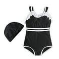 thumbnail image 1 of JUMEYU Baby Girl One Piece Swimsuit Baby Girl Swimsuit One Piece Girl One Piece Swimsuit, Bathing Suit Girls Drawstring Waist Ties Cut Out for Summer Swimmming 12 18 Months (Black,12-18 Months), 1 of 6
