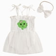 thumbnail image 1 of JUMEYU Baby Girl Romper Newborn Baby Girl Romper Sleeve Baby Dress Romper Infant Girl Summer Clothes with Headband 0 3 6 9 12 18 24 Months (White,12-18 Months), 1 of 5