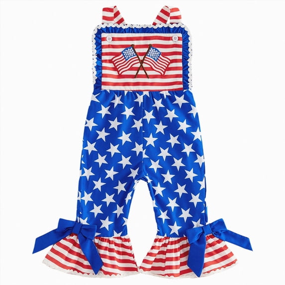JUMEYU Baby Girl Short Sleeve Romper Toddler Baby Girl Outfit Romper Jumpsuit Sleeveless Bell Bottom Overall 0 3 6 9 12 18 24 Months (Blue,2-3 Years)