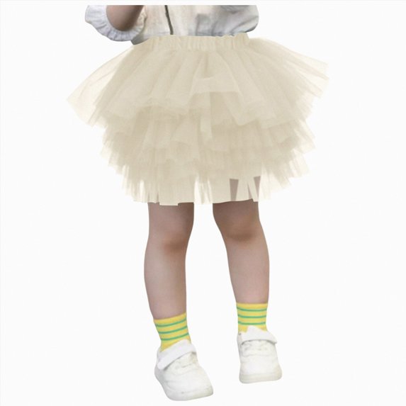 JUMEYU Baby Girl Tutu Tutu Skirts for Girls Tutu Skirt Tulle Ballet Dance Dress Ruffle Skirt Layered Tulle Ballet Dance 2T 3T (Beige,2-3 Years)