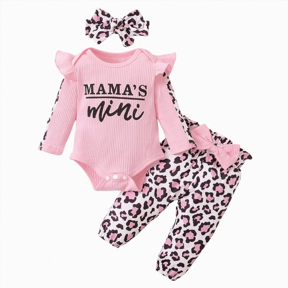 JUMEYU Baby Girl Two Piece Outfit Baby Girl Fall Outfits Newborn Infant Cutest Romper Shirt Pants Hat 3Pcs Clothes Set 0 6 Months (Pink,0-6 Months)