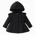 thumbnail image 1 of JUMEYU Baby Girl Winter Coat Infant Toddler Baby Girls Hooded Ruffle Button Coat Winter Outerwear 12 18 Months (Black,12-18 Months), 1 of 9