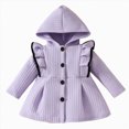 thumbnail image 1 of JUMEYU Baby Girls Jacket Infant Toddler Baby Girls Hooded Ruffle Button Coat Winter Outerwear 12 18 Months (Light Purple,12-18 Months), 1 of 9