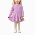 thumbnail image 1 of JUMEYU Baby Girls Ruffled Flannel Long Sleeve Medium Length Solid Color Casual Dress 18 24 Months (Purple,18-24 Months), 1 of 7