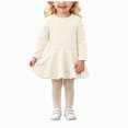 thumbnail image 1 of JUMEYU Baby Girls Ruffled Flannel Long Sleeve Medium Length Solid Color Casual Dress 9 12 Months (White,9-12 Months), 1 of 7