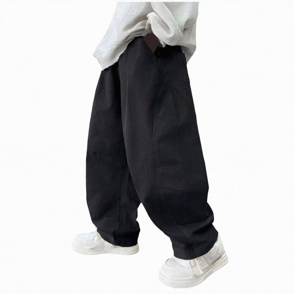 JUMEYU Baby Pants for Baby Girl Cargo Pants Boys Jeans Boys Cargo Pants Stretch Elastic Waist School Kids Joggers 3T 4T (Black,3-4 Years)