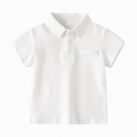 JUMEYU Baby Polo Shirt Boy Boys Polo Shirts Short Sleeve Golf Shirts School Uniform Shirt Kids Casual Tee Tops 3T 4T (White,3-4 Years)