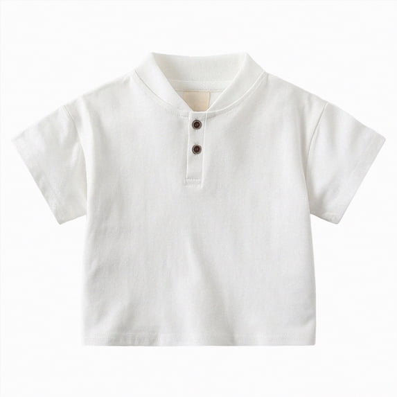 JUMEYU Baby Polo Shirts Baby Unisex Shirt,Fineser Toddler Kids Baby Girls Boys Short Sleeve Button Up Collar Classic Solid T-Shirt Tee Tops 5T 6T (White,5-6 Years)