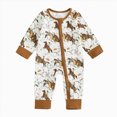 thumbnail image 1 of JUMEYU Baby Romper Long Sleeve Hunting Print, Zip-Up, Outdoor Theme (Khaki,3-6 Months), 1 of 7