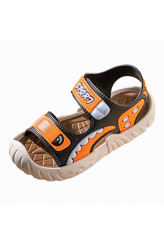Baby Sandals Boys Sandals Thick Sole Open Toe Summer Shoes Toddler Little Big Kid Boy Beach Sandal Size 6 (Orange,Toddler 6)