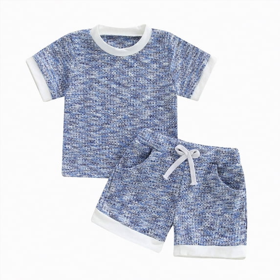 JUMEYU Baby Summer Clothes Toddler Baby Outfit Boy Oversized Shirts and Shorts Set Matching Clothes 2T 3T (Light Blue,2-3 Years)