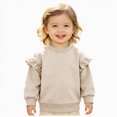 thumbnail image 1 of JUMEYU Baby Sweatshirts for Girls Girls' Graphic Crewneck Sweatshirt Cute Long Sleeve Drop Shoulder Pullover Tops 2T 3T (Beige,2-3 Years), 1 of 1