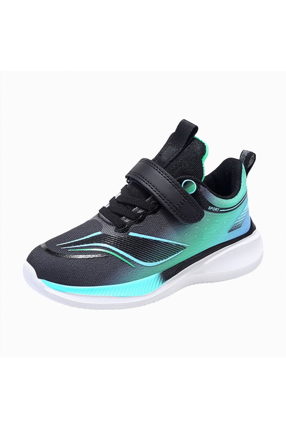 Big Boys Sneakers Boys Girls Sneakers Kids Lightweight Breathable Strap Athletic Running Shoes for Big KidBig Kid Size 2 (Black,Big Kids 2)