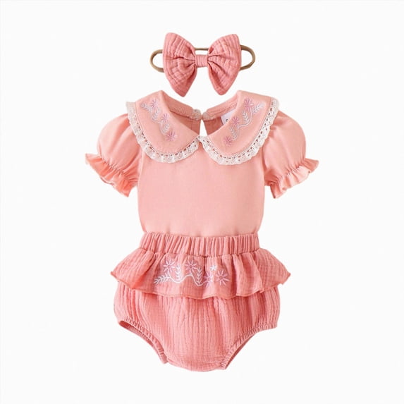 JUMEYU Boho Baby Girl Clothes Short Sleeve Baby Bodysuits Made from Soft Material 0 3 6 9 12 18 24 Months (Pink,9-12 Months)