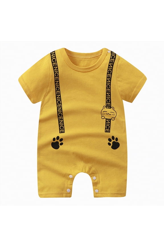 Boy Romper Baby Boys One Pack Short Sleeve Romper for Newborn and Infant 0 3 6 9 12 18 24 Months (Yellow,0-3 Months)