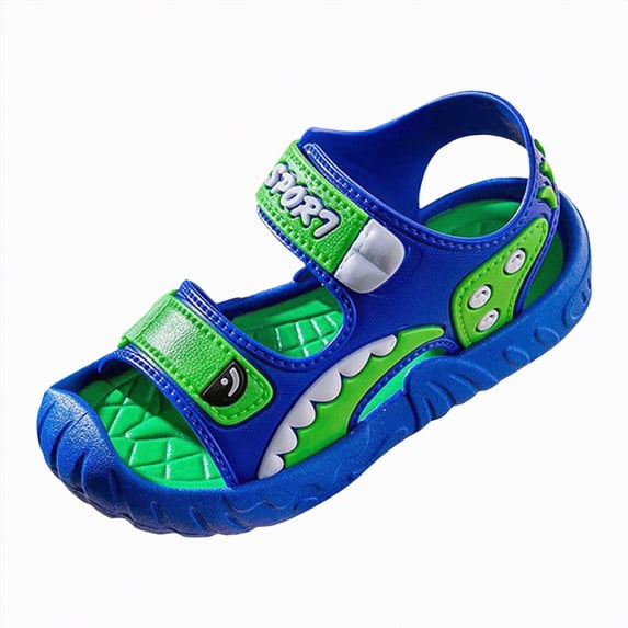 JUMEYU Boy Sandals Kids Sandals Boys Girls Slip on Flat Slides Sandals EVA Summer Quick Drying Pillow Slipper with Hook Loop Back Strap Size 10 (Green,Little Kids 10)