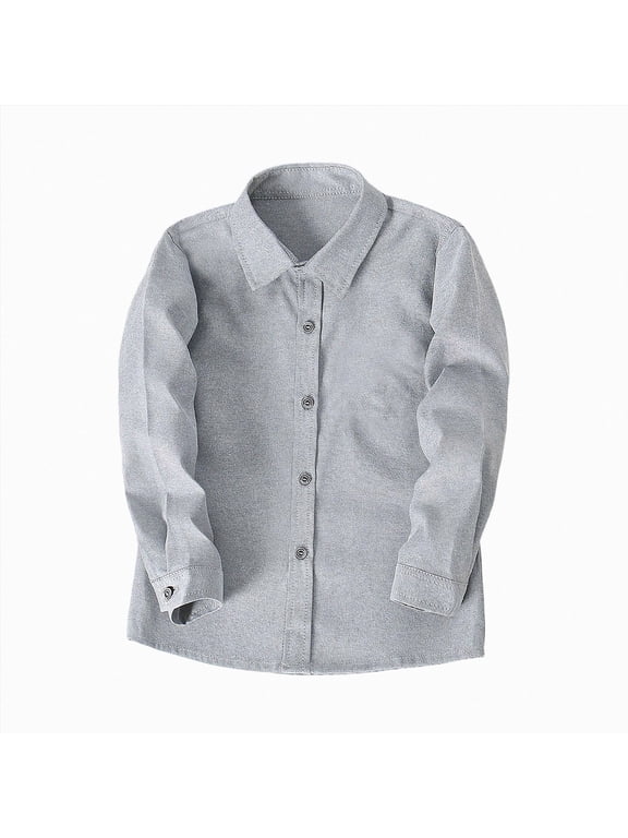 Boy Shirts Boys Button Down Shirts Long Sleeve Formal Dress Shirt for Kids Boys Shirts Long Sleeve Dress Shirt for Toddler Teen Boy Size 13-14 (Grey,13-14 Years)